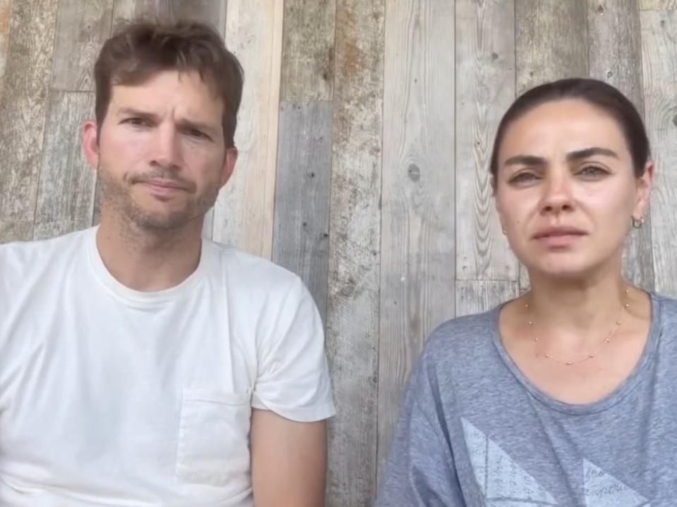 Ashton Kutcher and Mila Kunis’s apology video (Twitter)