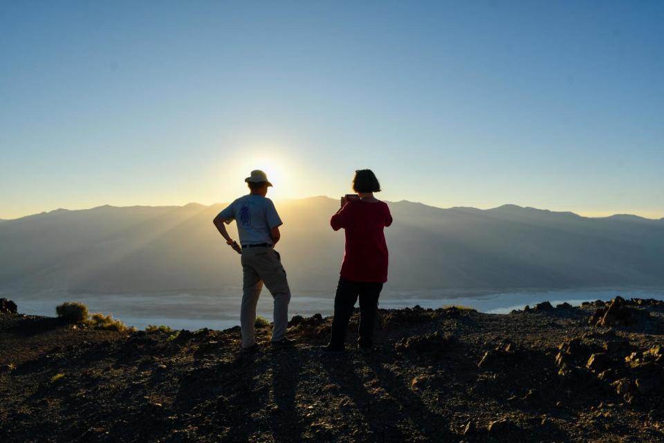 Travelers Fredy and Karin Koepf admire Dante's View, Death Valley National Park.