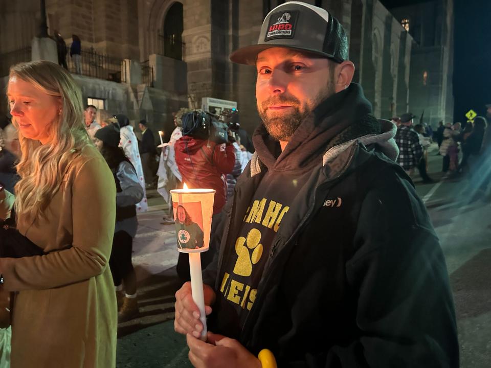 Greg Hird at the vigil (Andrea Blanco / The Independent)
