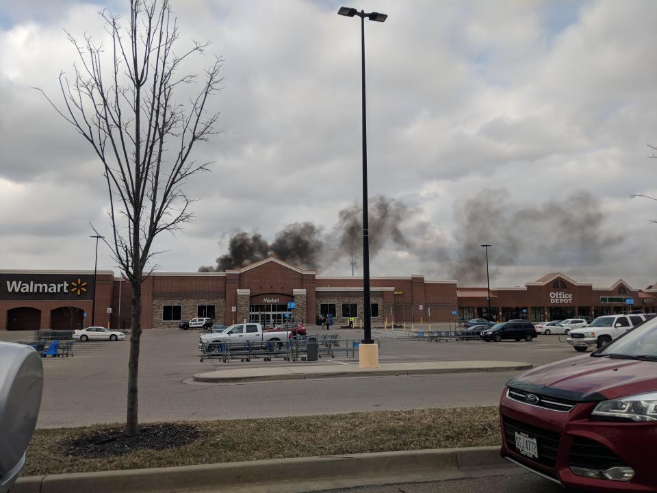 Solar panels on roof of Beavercreek Walmart caught on fire.